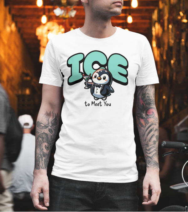 ICE to Meet You Penguin Martini Charm T-Shirt ICE to Meet You Penguin Martini Charm T-Shirt
