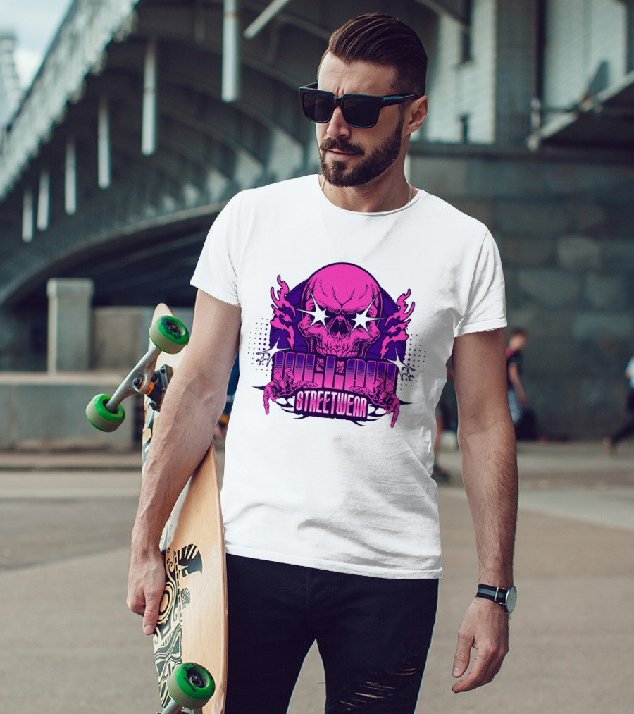 Villain Streetwear Skull Flames Urban Gothic Aesthetic T-Shirt