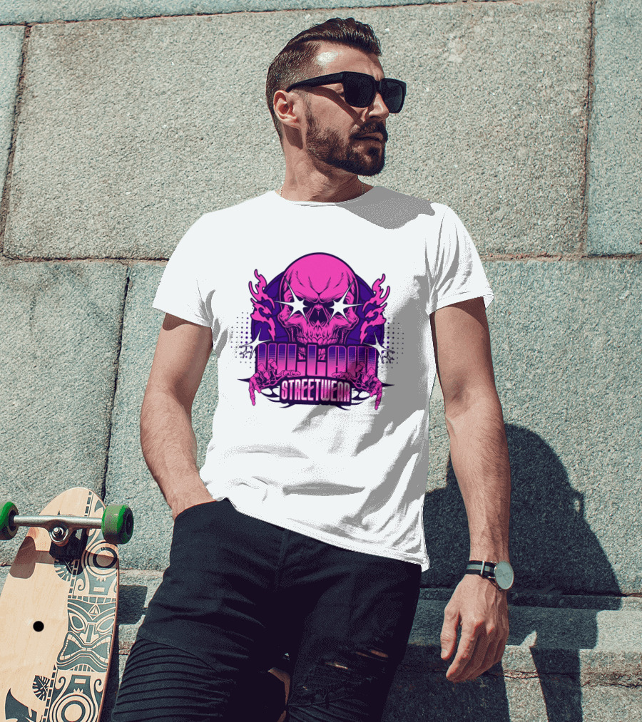 Villain Streetwear Skull Flames Urban Gothic Aesthetic T-Shirt