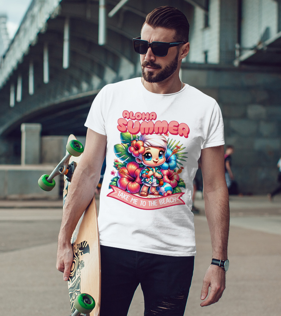 Aloha Summer Take Me To The Beach Hawaiian Tropical Cartoon T-Shirt