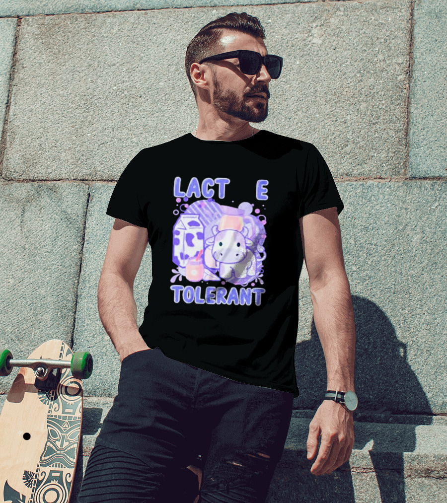 Lactose Intolerant Funny Milk Cow Cartoon T-Shirt