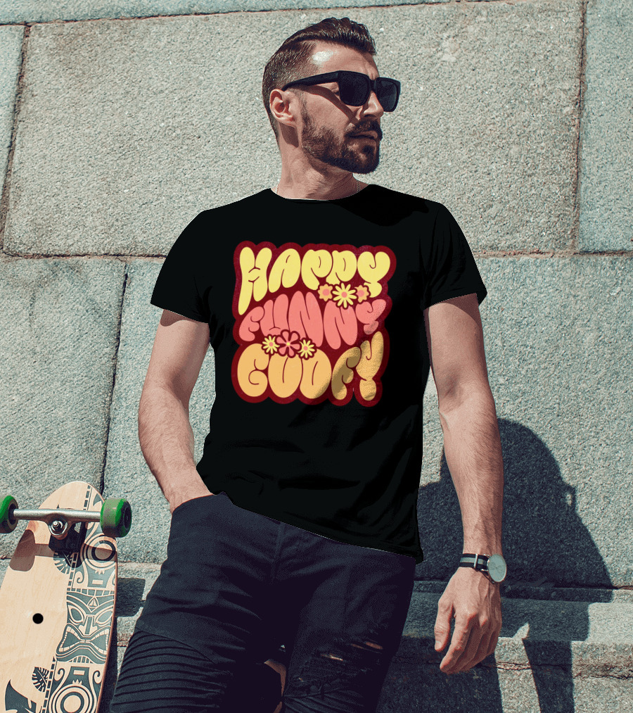 Happy Funny Goofy Retro Flower Power T-Shirt
