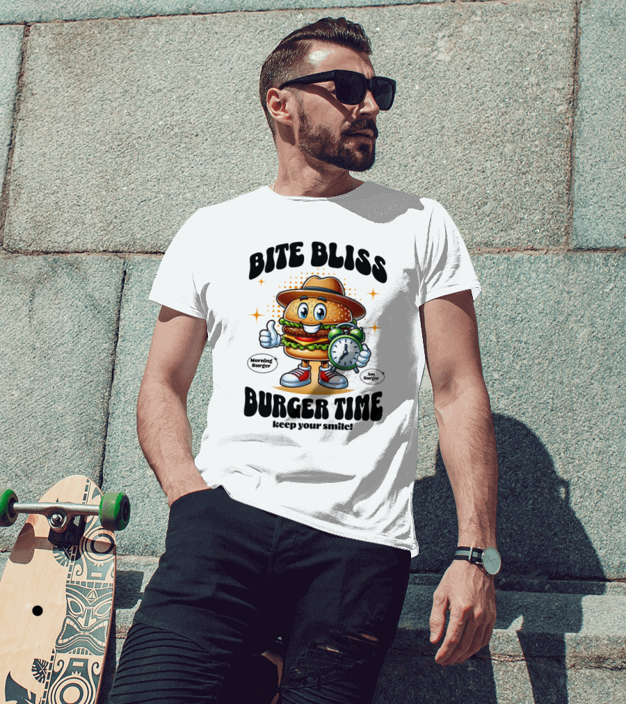 Bite Bliss Burger Time Keep Your Smile Morning Burger Ams Burger T-Shirt