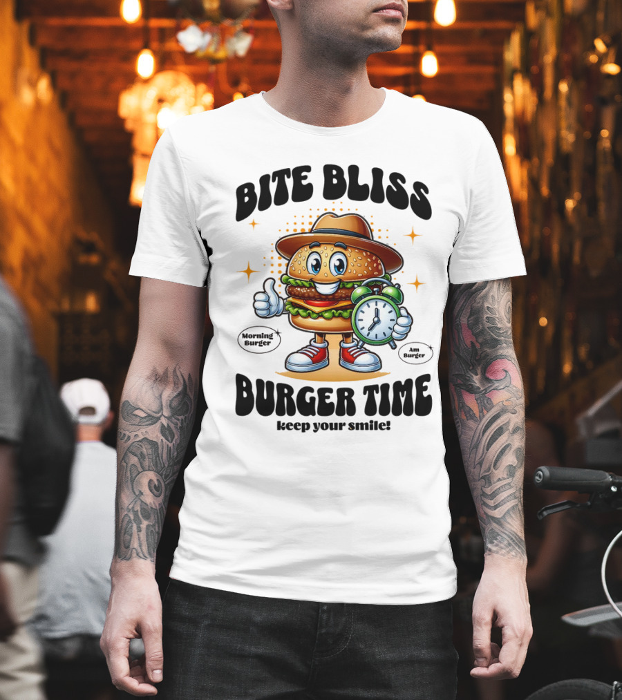 Bite Bliss Burger Time Keep Your Smile Morning Burger Ams Burger T-Shirt