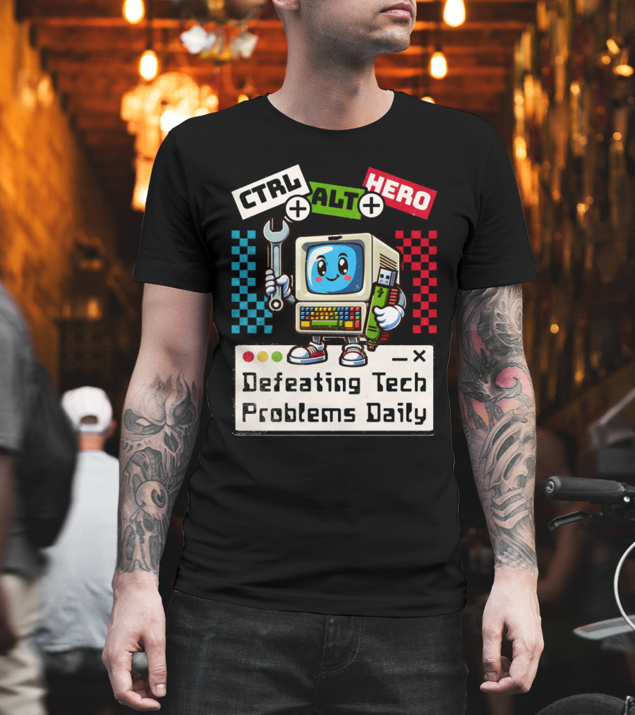 CTRL ALT HERO Retro Computer Defeating Tech Problems Daily T-Shirt
