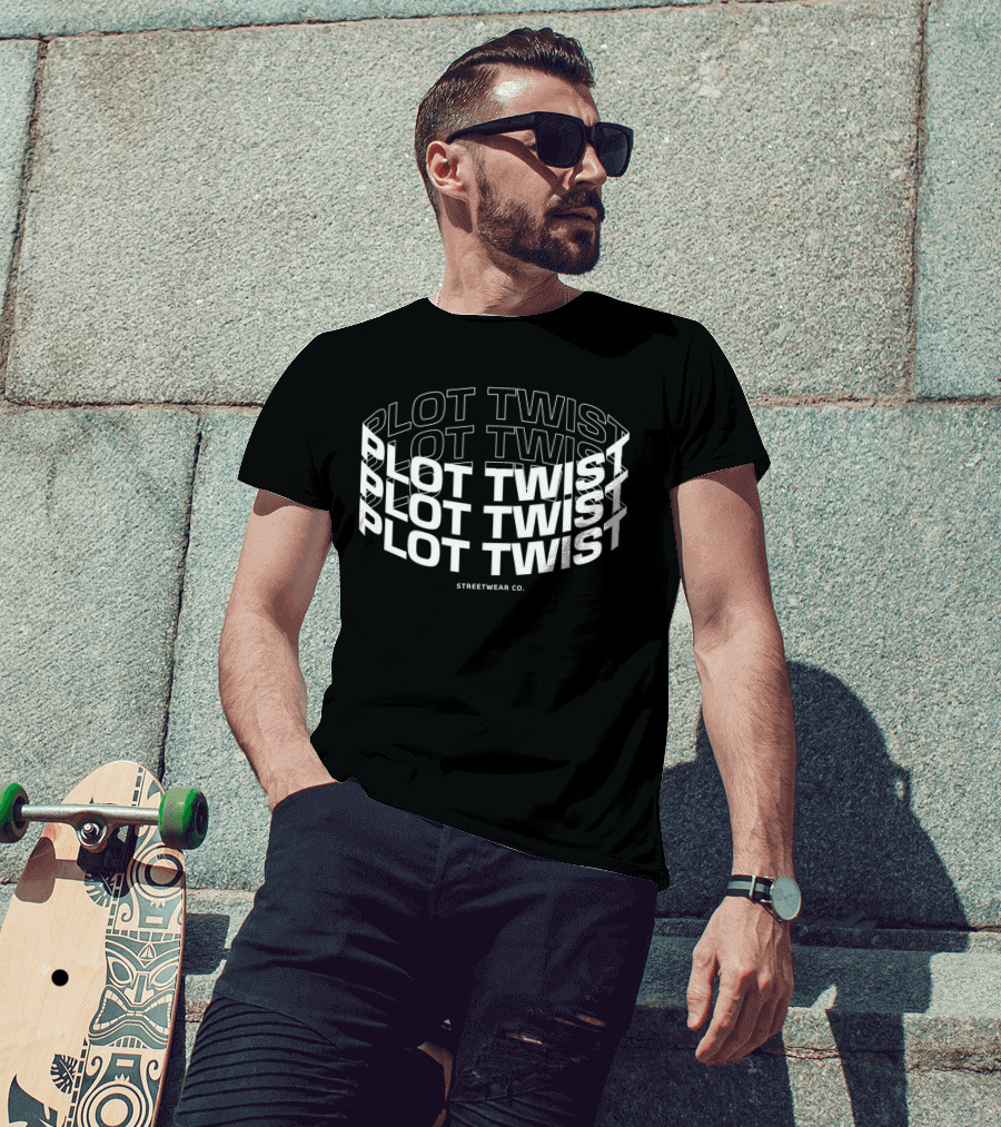 Plot Twist Streetwear Co. Repeated Text T-Shirt