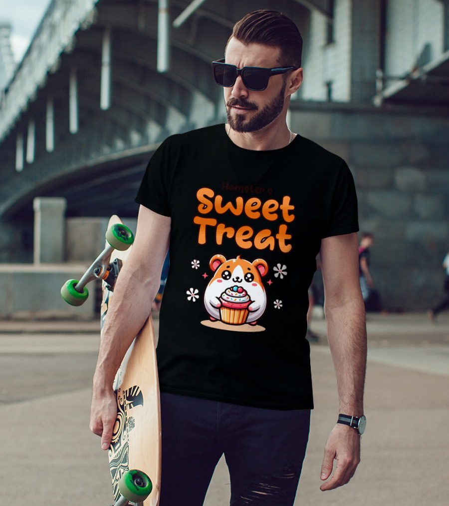Hamster's Sweet Treat Cupcake Cute Creamy Delight T-Shirt