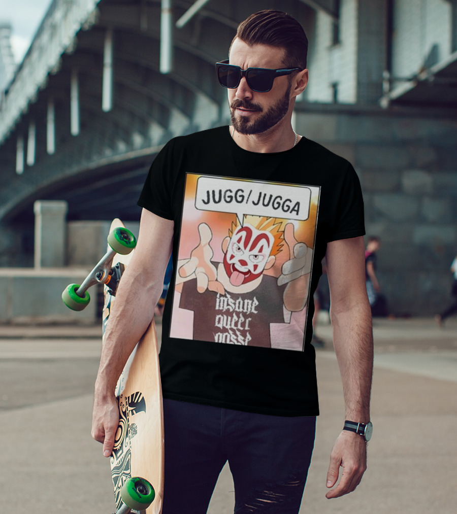 Jugg Jugga Insane Queer Posse Cartoon Character Clown Face T-Shirt