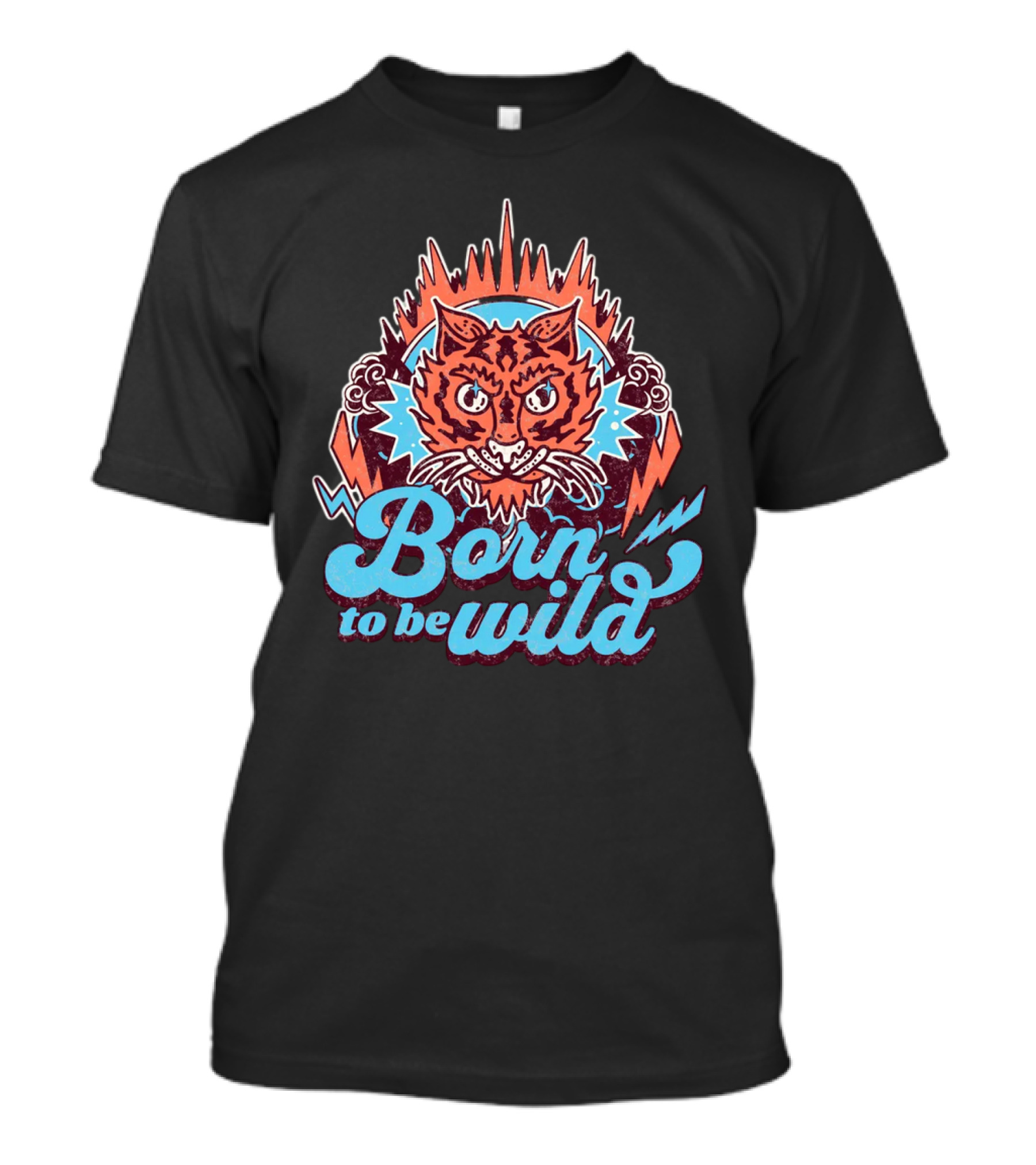 Born To Be Wild Tiger Vintage Style Retro Lightning Burst T-Shirt