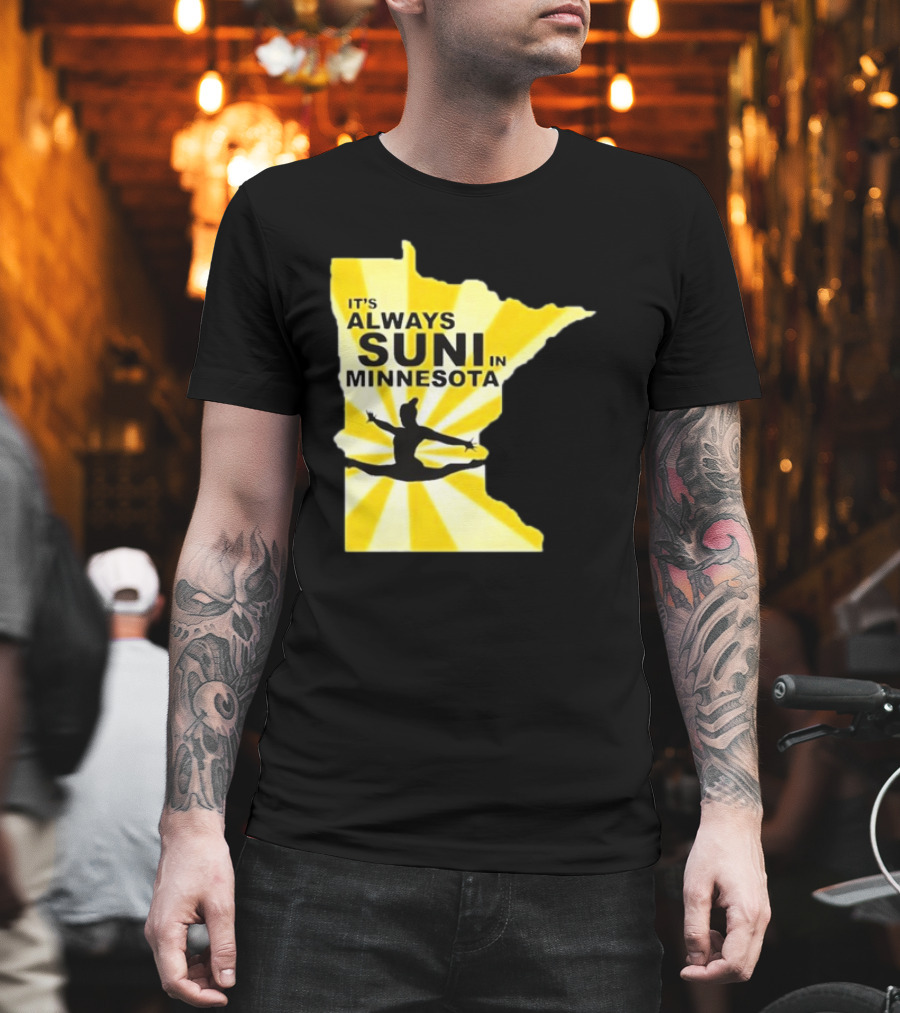 It's Always Suni In Minnesota Gymnastics Silhouette State Outline T-Shirt