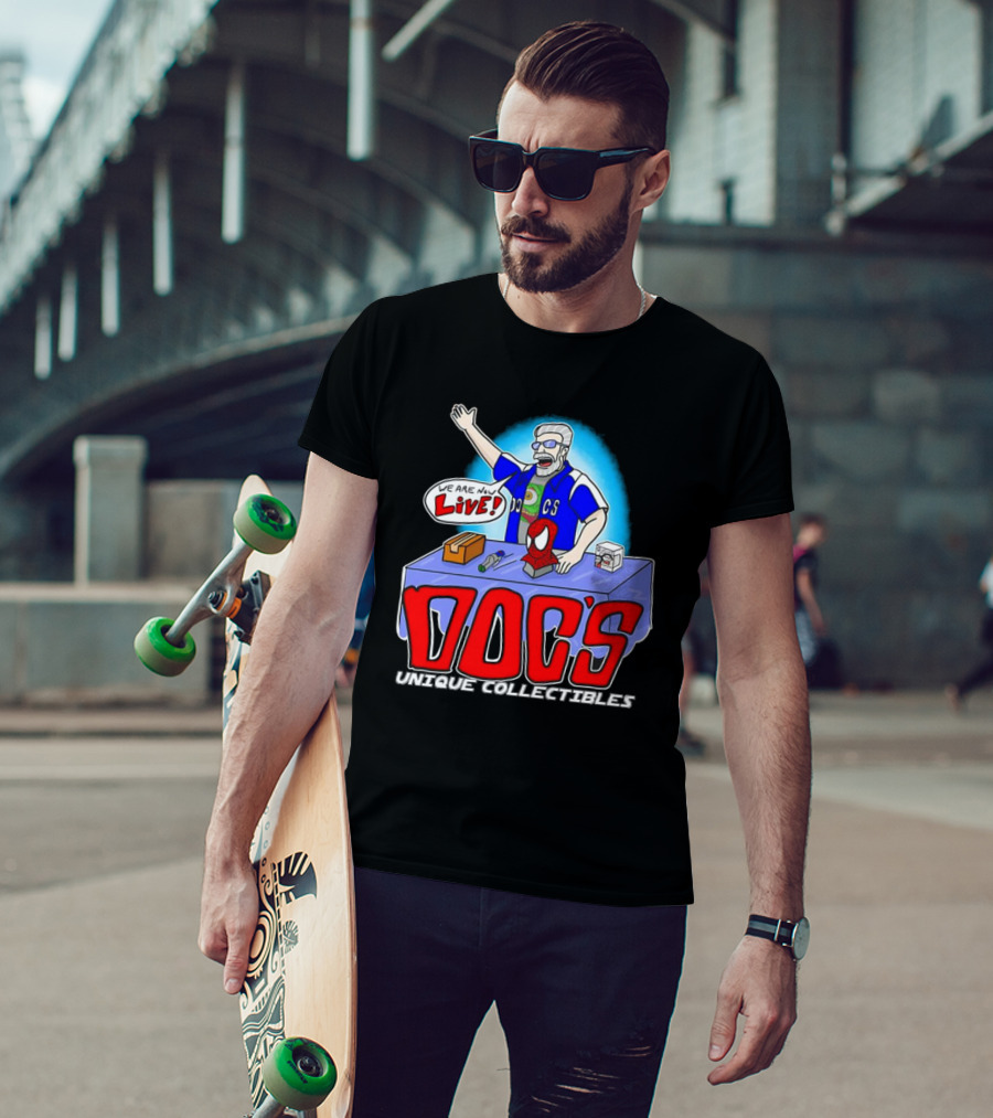 Doc's Unique Collectibles We Are Now Live CS Comic Show Enthusiast T-Shirt