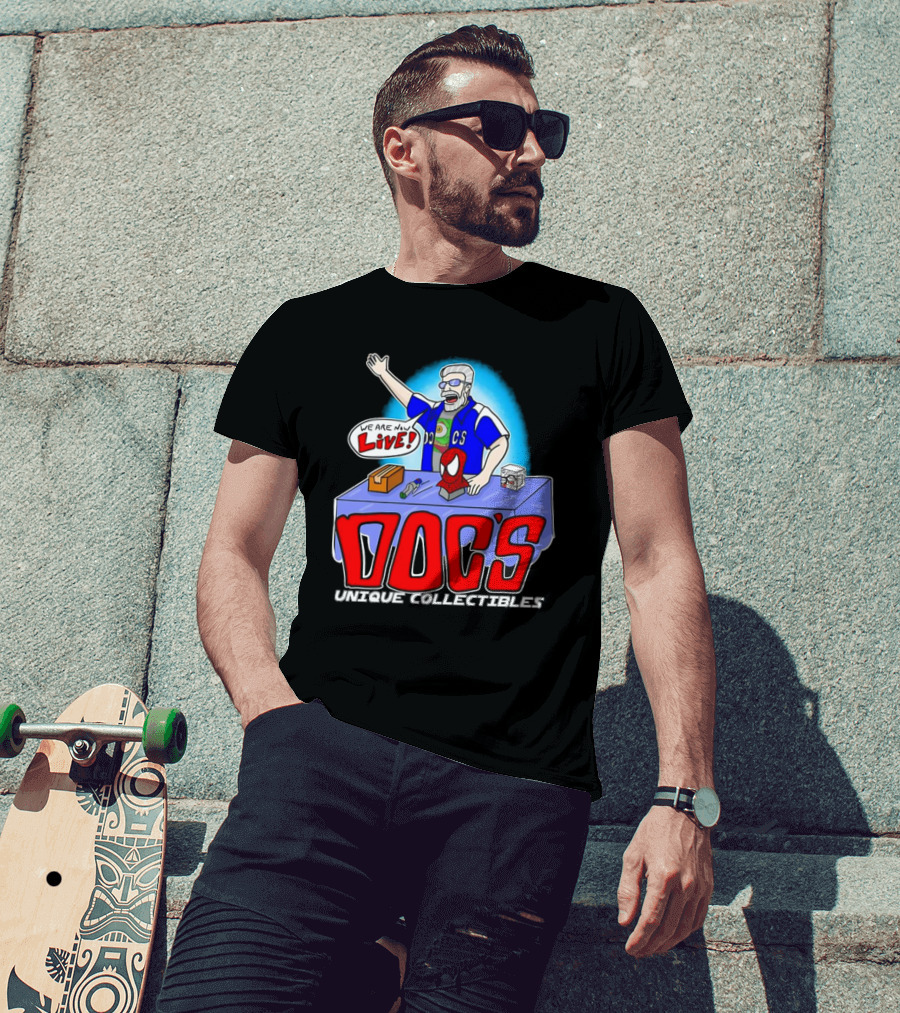 Doc's Unique Collectibles We Are Now Live CS Comic Show Enthusiast T-Shirt