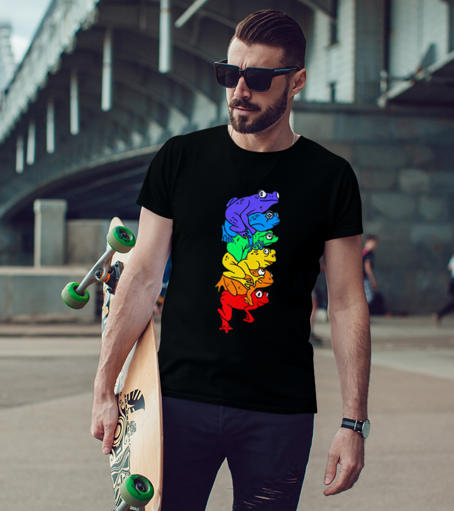 Rainbow Gay Frog Stack T-Shirt