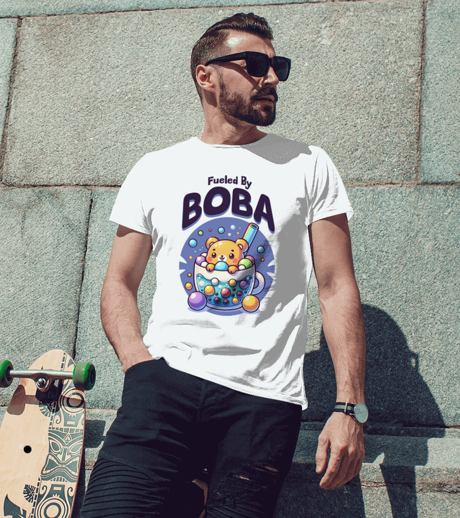 Fueled By Boba Cute Bubble Tea Bear T-Shirt