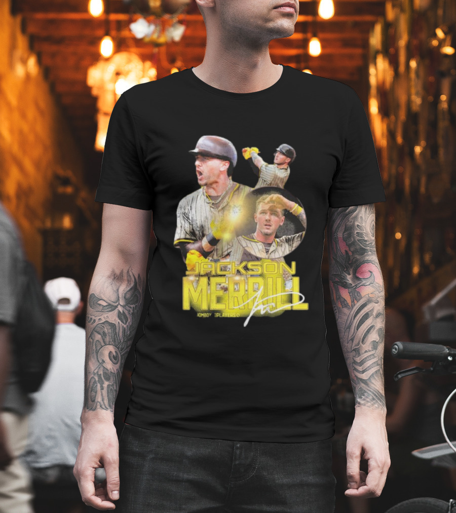 Jackson Merrill San Diego Padres Player Signature Baseball T-Shirt