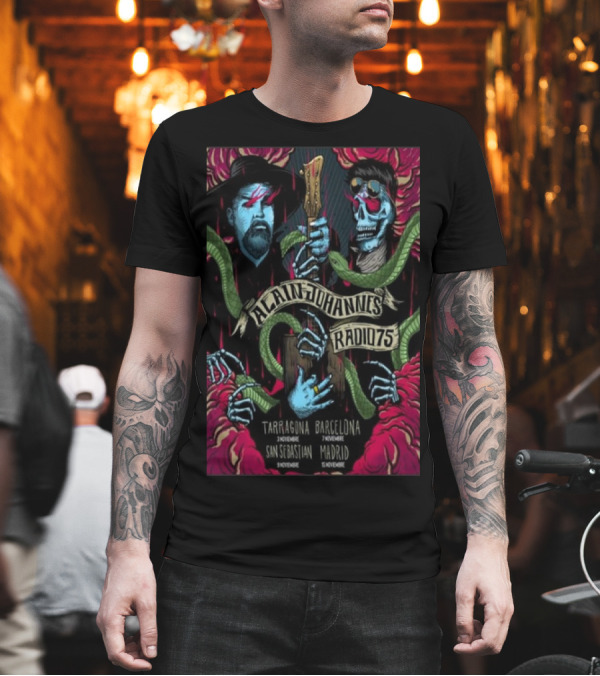 Alain Johannes Radio75 Tour Tarragona Barcelona San Sebastian Madrid November T-Shirt Alain Johannes Radio75 Tour Tarragona Barcelona San Sebastian Madrid November T-Shirt