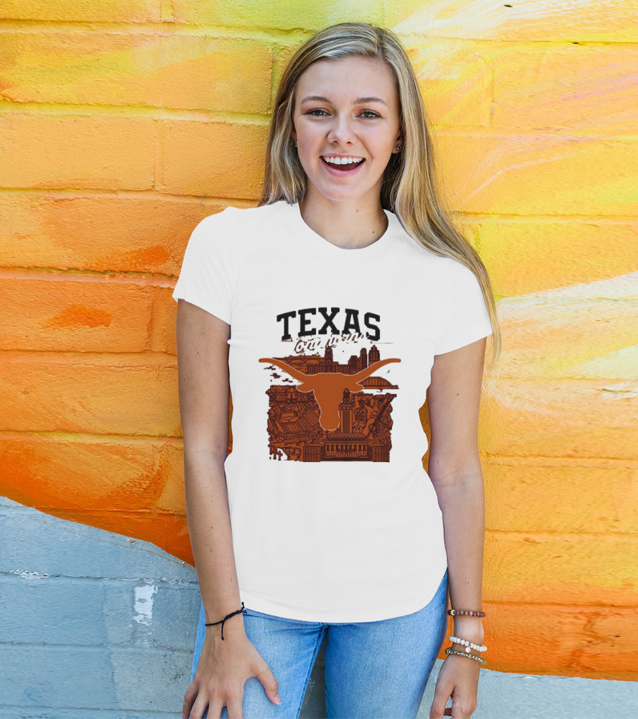 Texas Longhorns Burnt Orange City Skyline T-Shirt