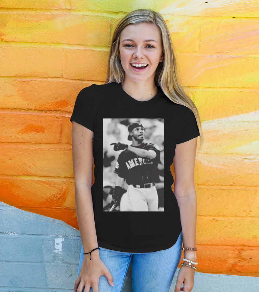Mina Kimes Wearing Ken Griffey Jr. Baseball America Jersey T-Shirt
