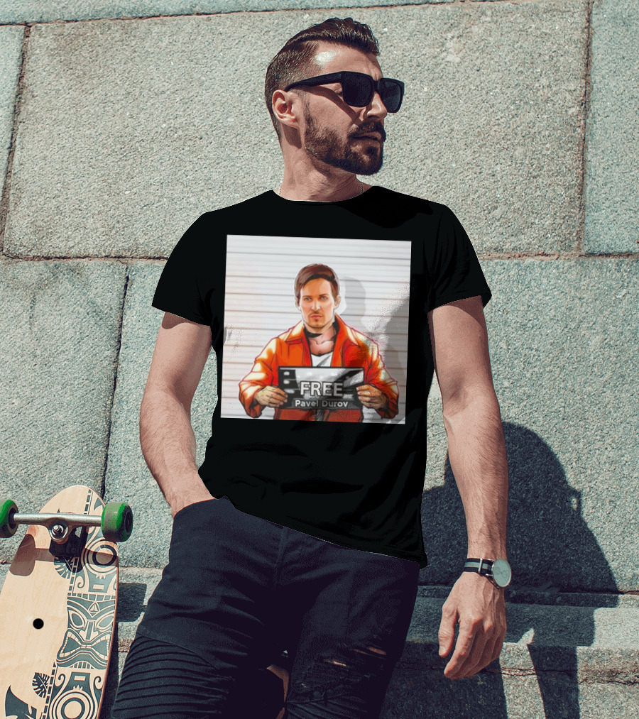 Free Pavel Durov Mugshot Cartoon T-Shirt