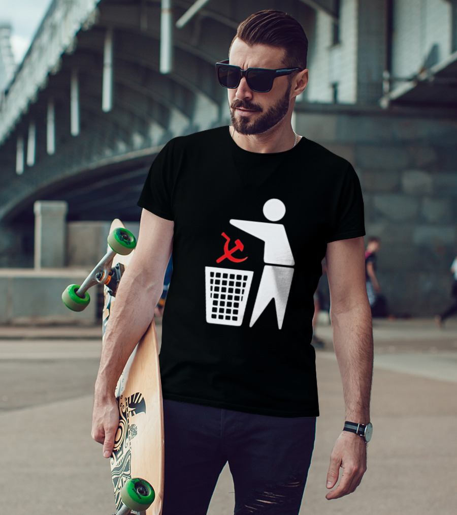 Communism Trash Can Hammer Sickle Disposal T-Shirt