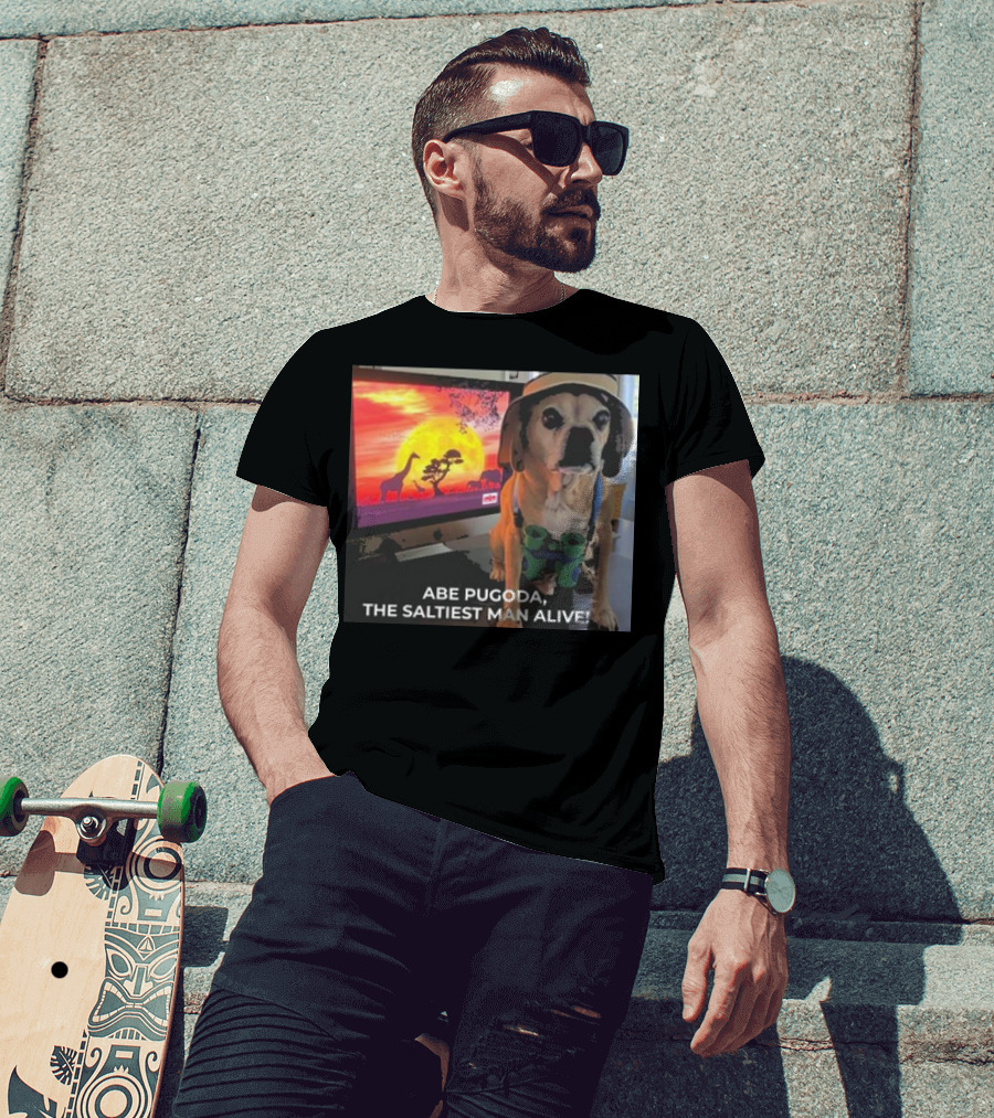 Abe Pugoda The Saltiest Man Alive Funny Pug Safari Adventure T-Shirt