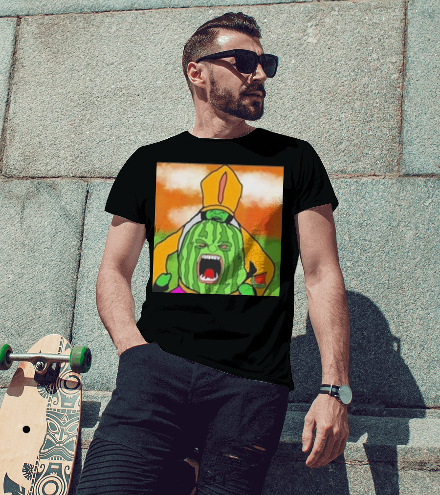 Angry Watermelon Priest In Colorful Robes T-Shirt