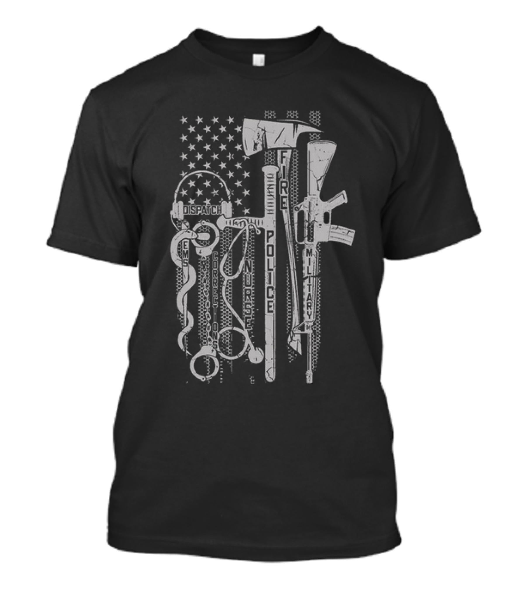 Patriot Apparel Heroes Dispatch Nurse Corrections Fire Police Military No One Fights Alone T-Shirt