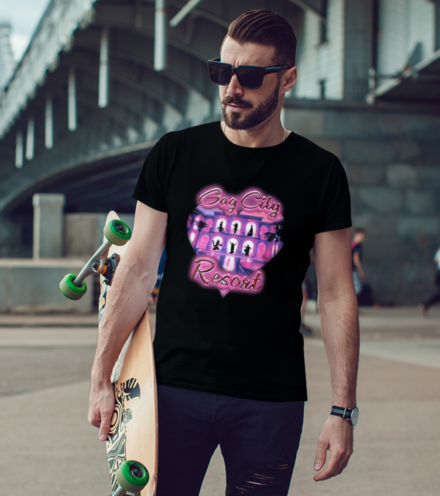Gag City Resort Heart Silhouette Scene T-Shirt
