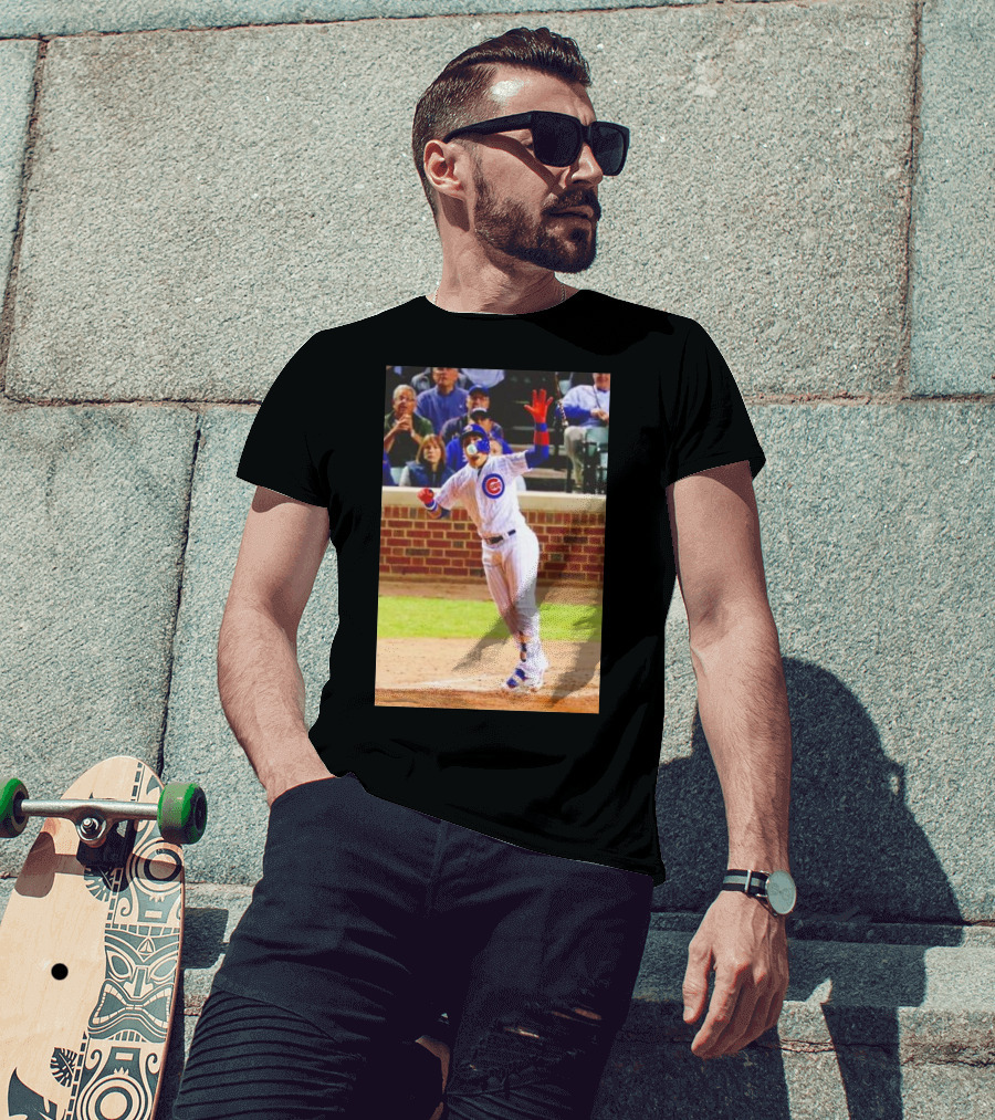 Javy Baez Chicago Cubs Blows A Bubble Hitting Second Home Run Baseball Action T-Shirt