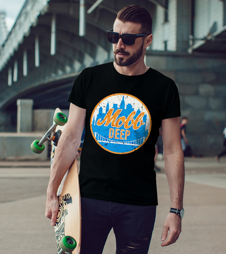 Mobb Deep Queens New York Knicks Vintage Skyline Bridge T-Shirt