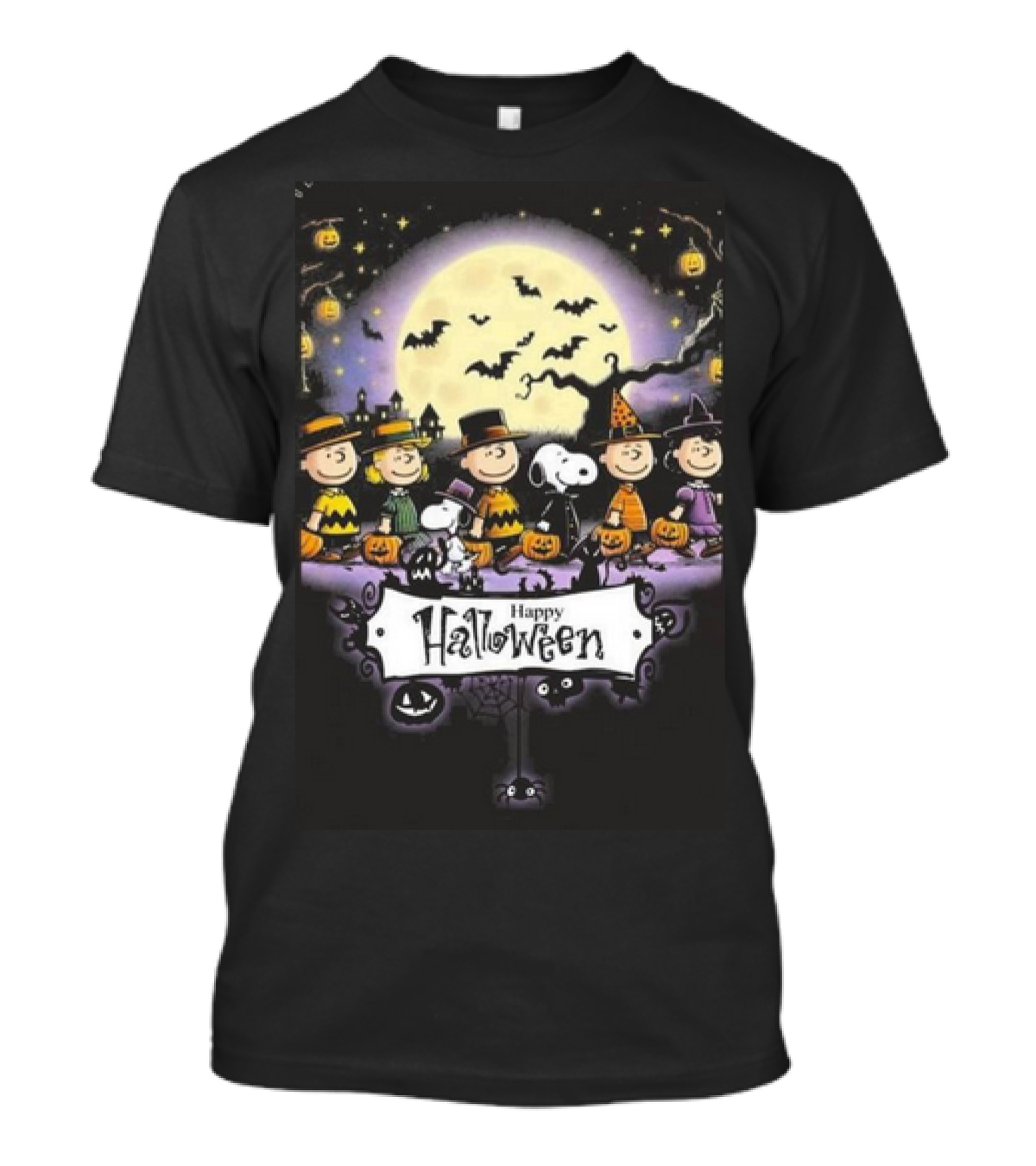 Snoopy Charlie Brown Peanuts Gang Happy Halloween Night Pumpkin Patch Party T-Shirt