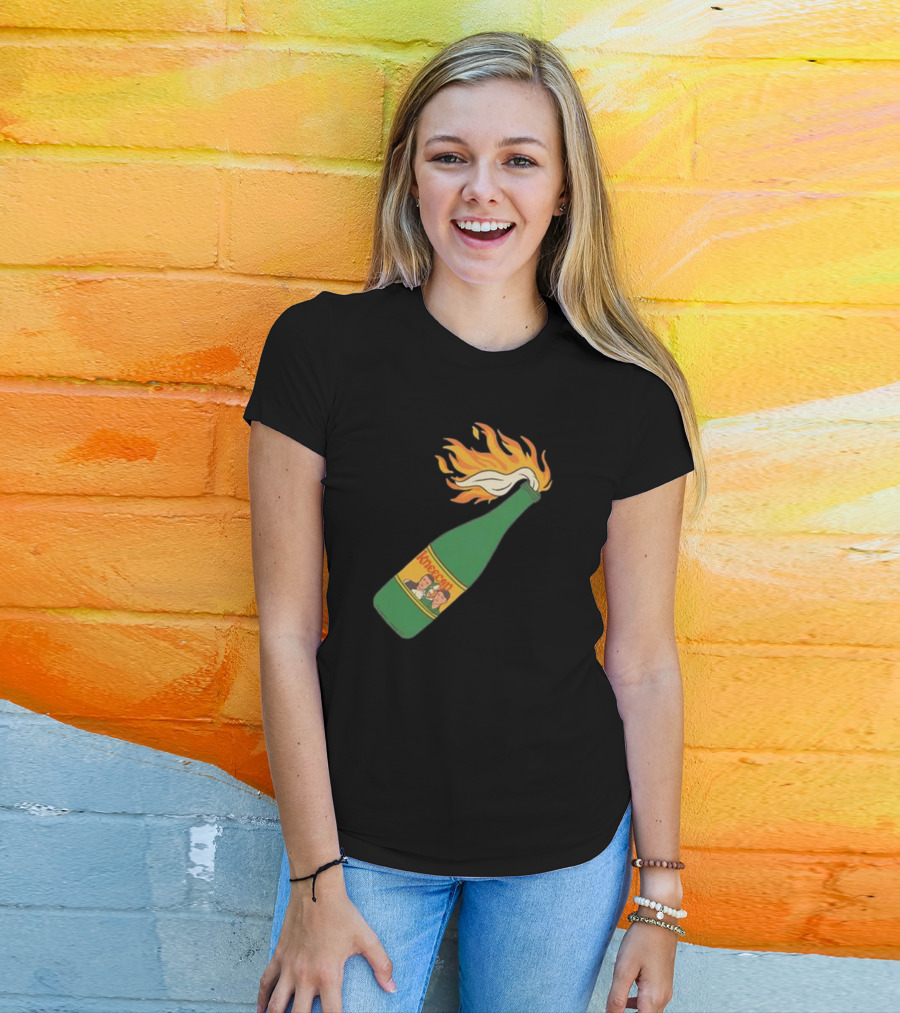 Kneecap Flaming Buckfast Molotov Bottle Green T-Shirt
