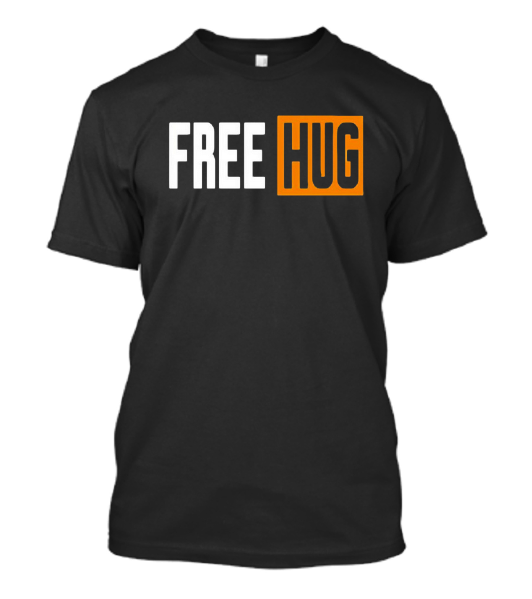 FREE HUG Logo Text With Orange Background Block T-Shirt