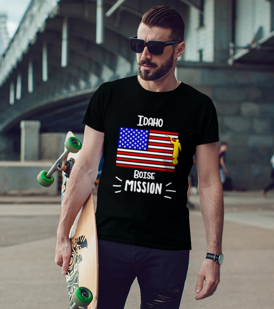 Idaho Boise Mission US Flag With Angel Moroni T-Shirt