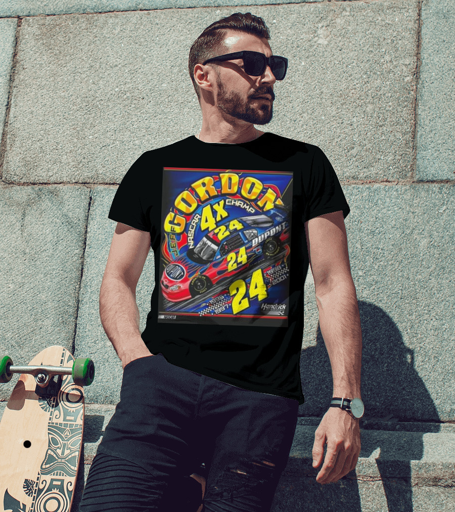Jeff Gordon #24 Dupont NASCAR 4X Champ 1995-1997-1998-2001 Hendrick Racing T-Shirt