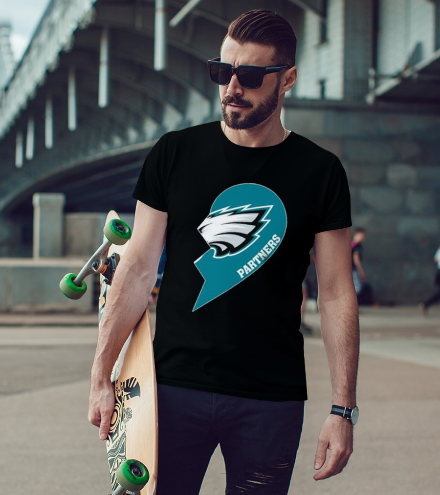 Philadelphia Eagles Partners Logo Half Heart T-Shirt