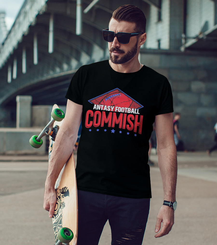Fantasy Football Commish Vintage Distressed Football Stars T-Shirt