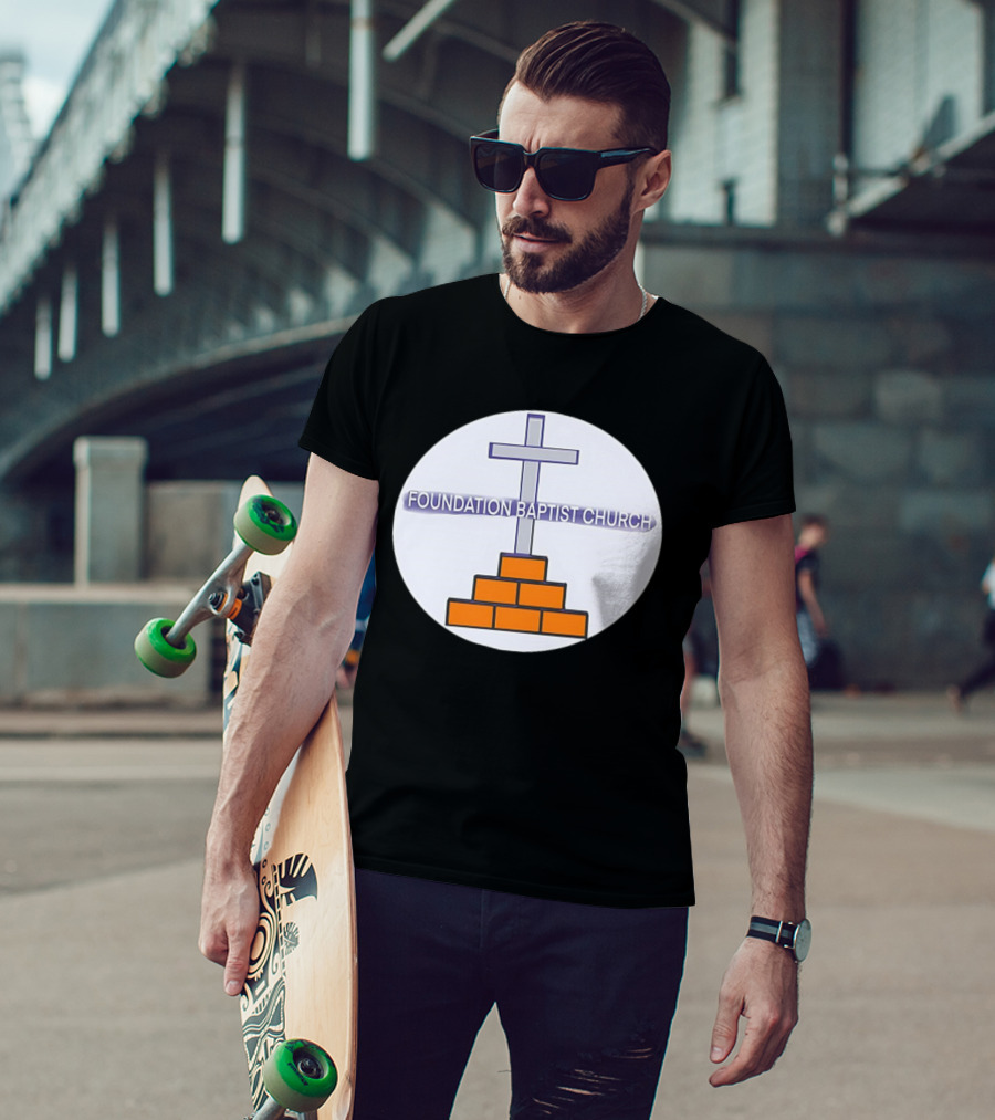 Foundation Baptist Church Cross And Brick Emblem T-Shirt