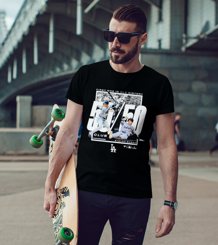 First One In MLB History 50/50 Club Home Runs Stolen Bases LA Dodgers T-Shirt