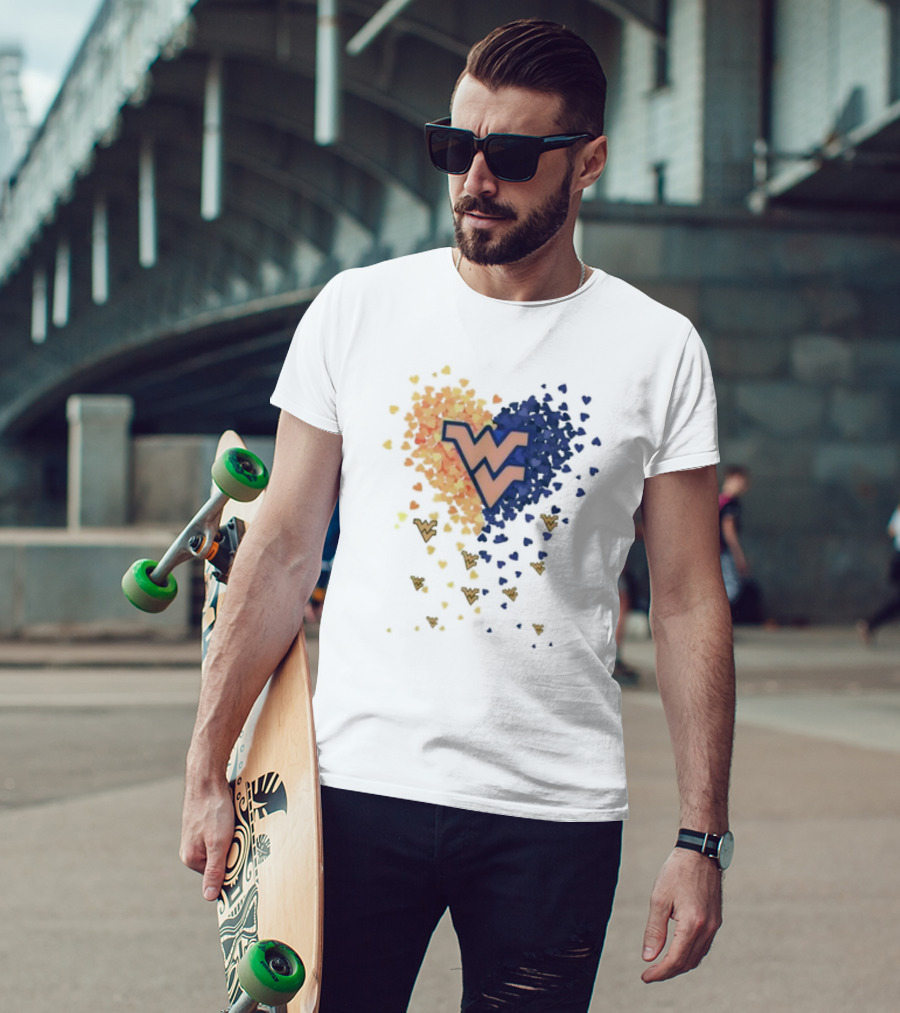 Heart Full Of West Virginia Mountaineers WV Logo And Colorful Hearts T-Shirt