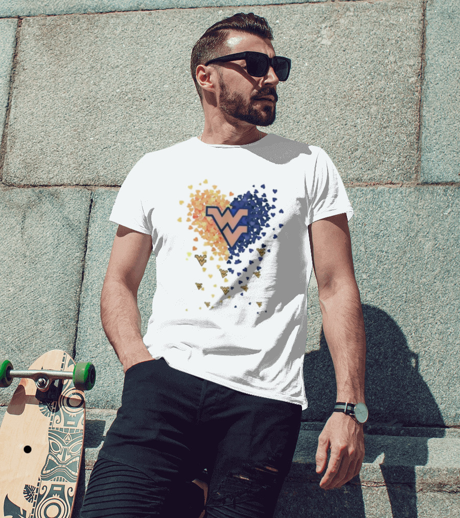 Heart Full Of West Virginia Mountaineers WV Logo And Colorful Hearts T-Shirt