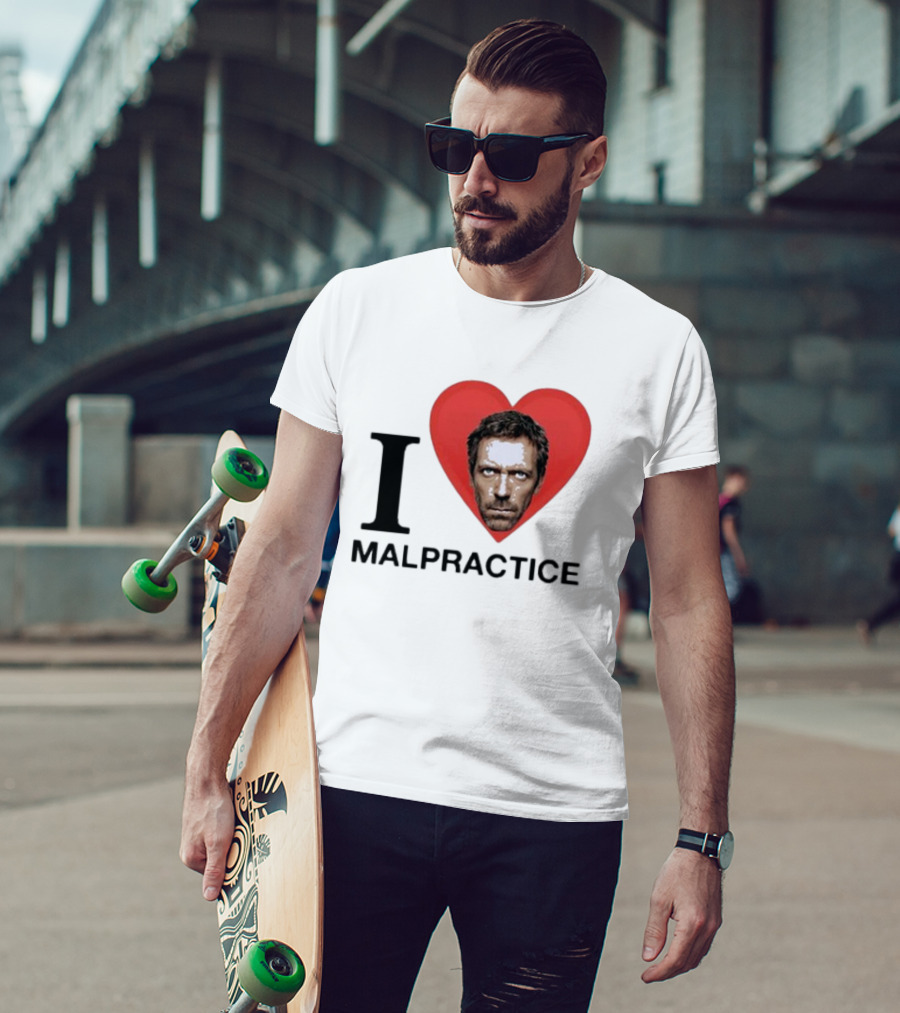 I Love Malpractice House MD Face In Heart T-Shirt