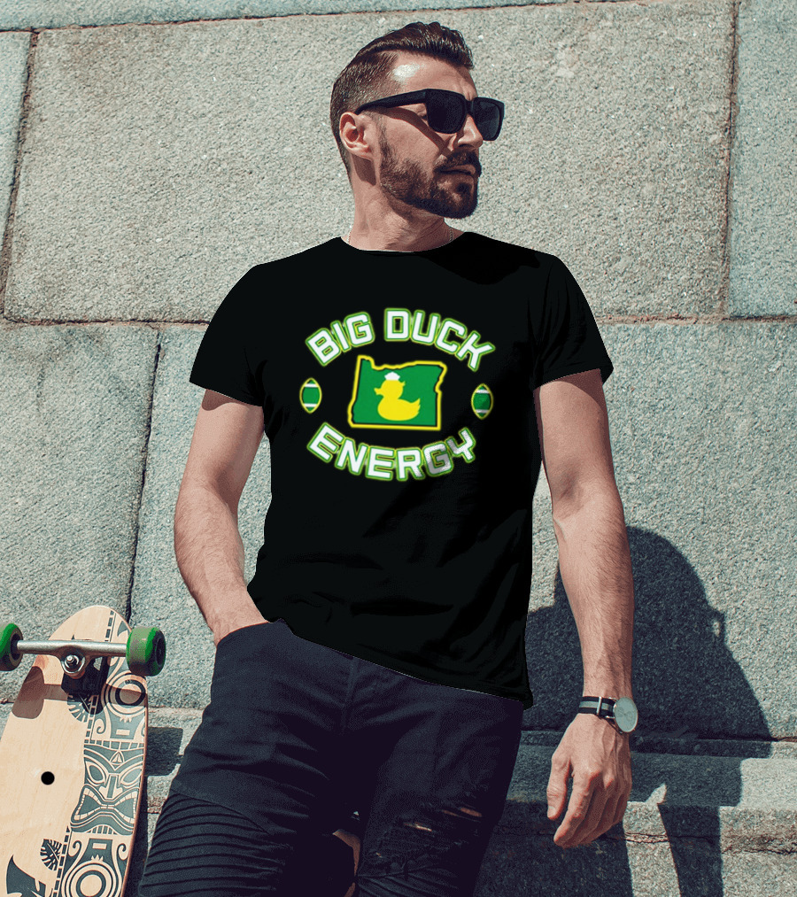 Oregon Ducks Big Duck Energy Football State Map T-Shirt