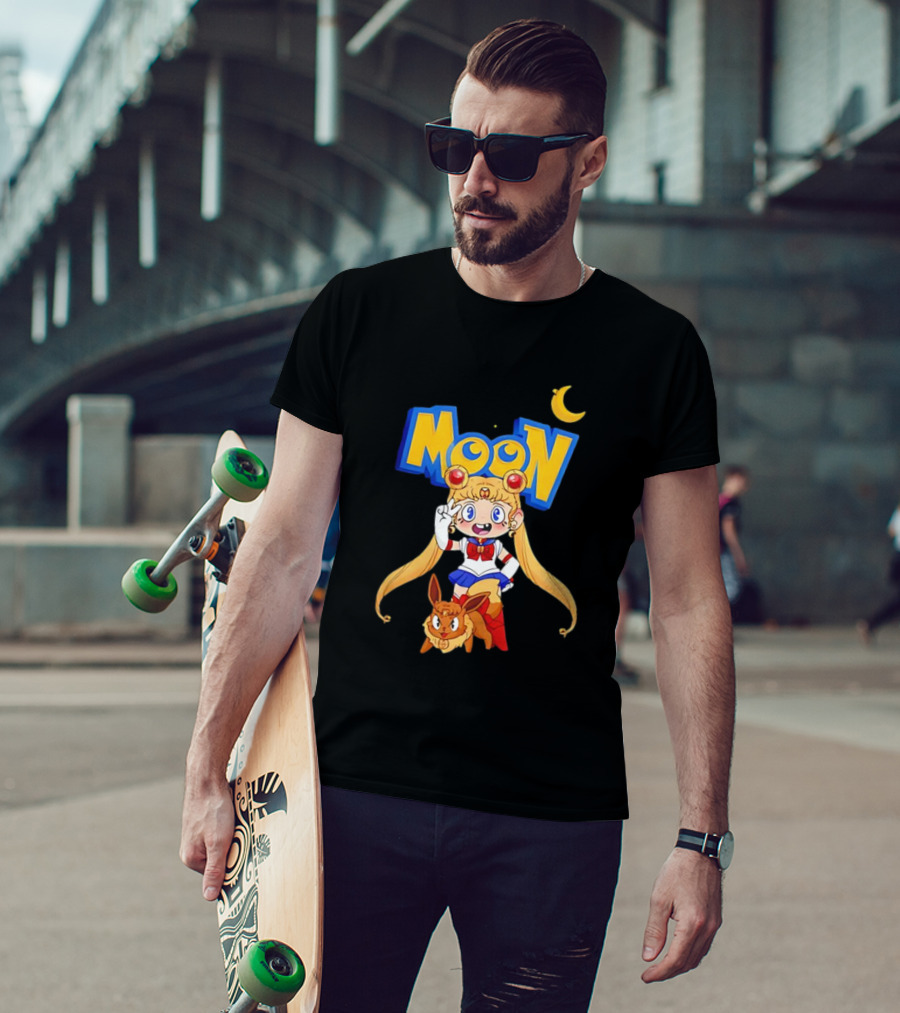 Sailor Moon Pokemon Mashup With Cartoon Sailormon And Eevee Moon T-Shirt
