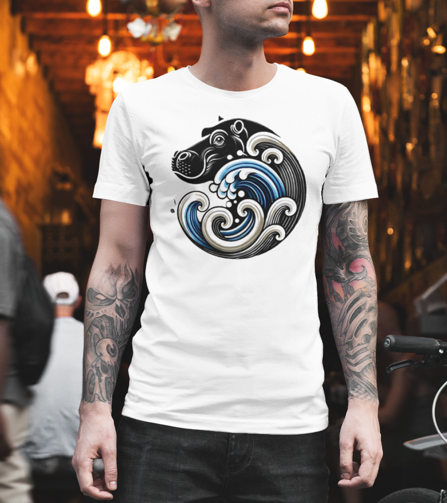 Funny Blue Wave Hippo Moo Deng T-Shirt