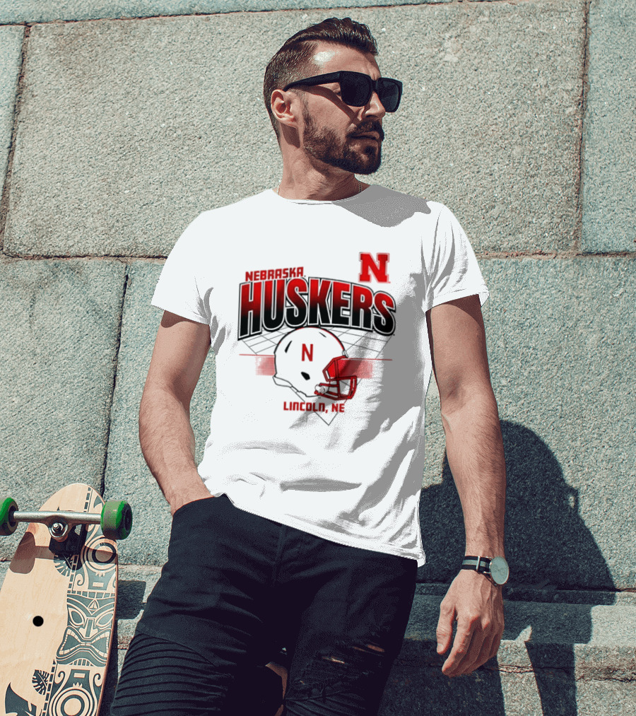 Nebraska Huskers Football Helmet Lincoln NE Grid Nebraska Licensed T-Shirt