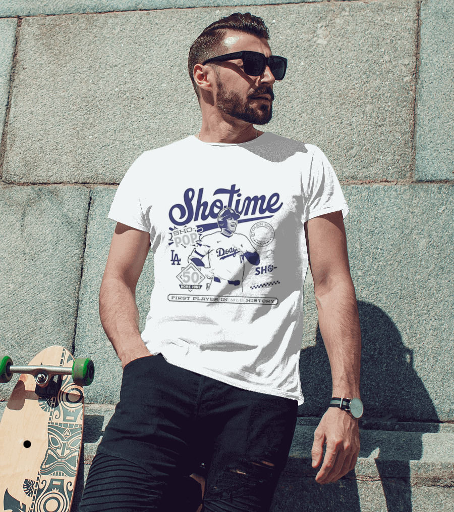 Shohei Ohtani Showtime First Player In MLB History 50 Home Runs 50 Stolen Bases Dodgers T-Shirt