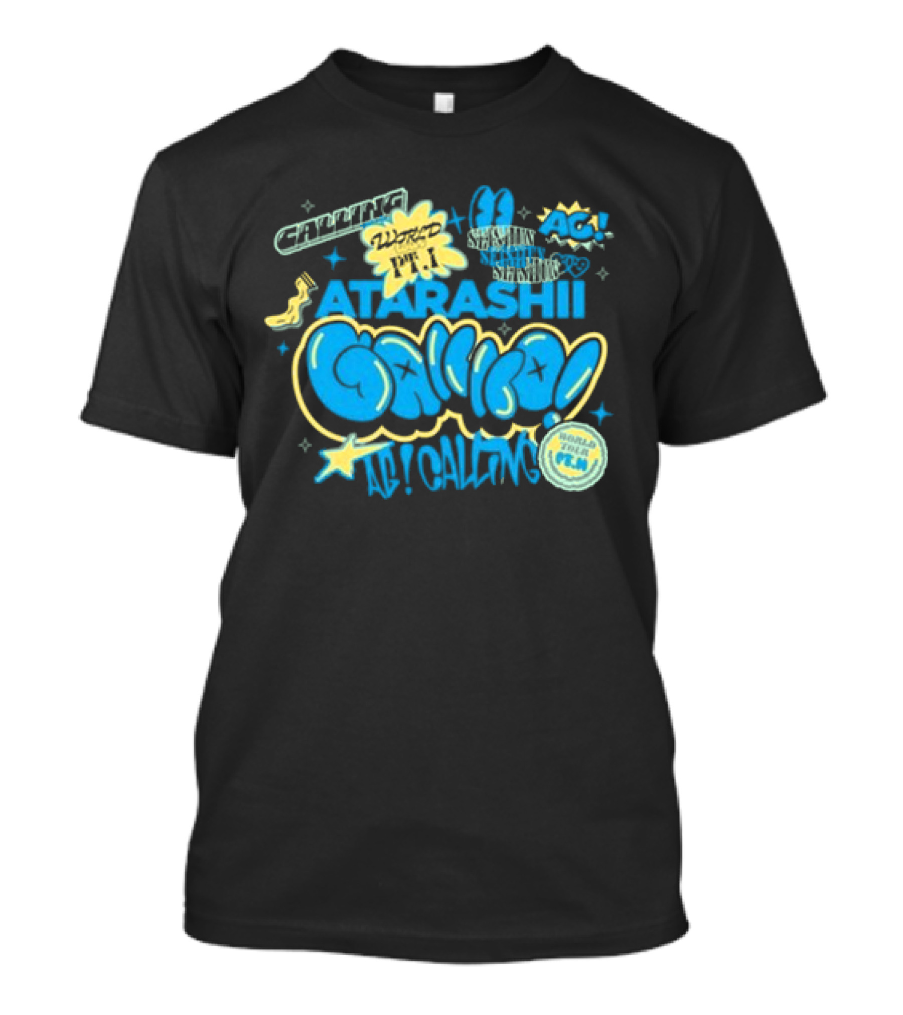 Atarashii Gakko AG At Calling Blue And Black Word Up Tour T-Shirt