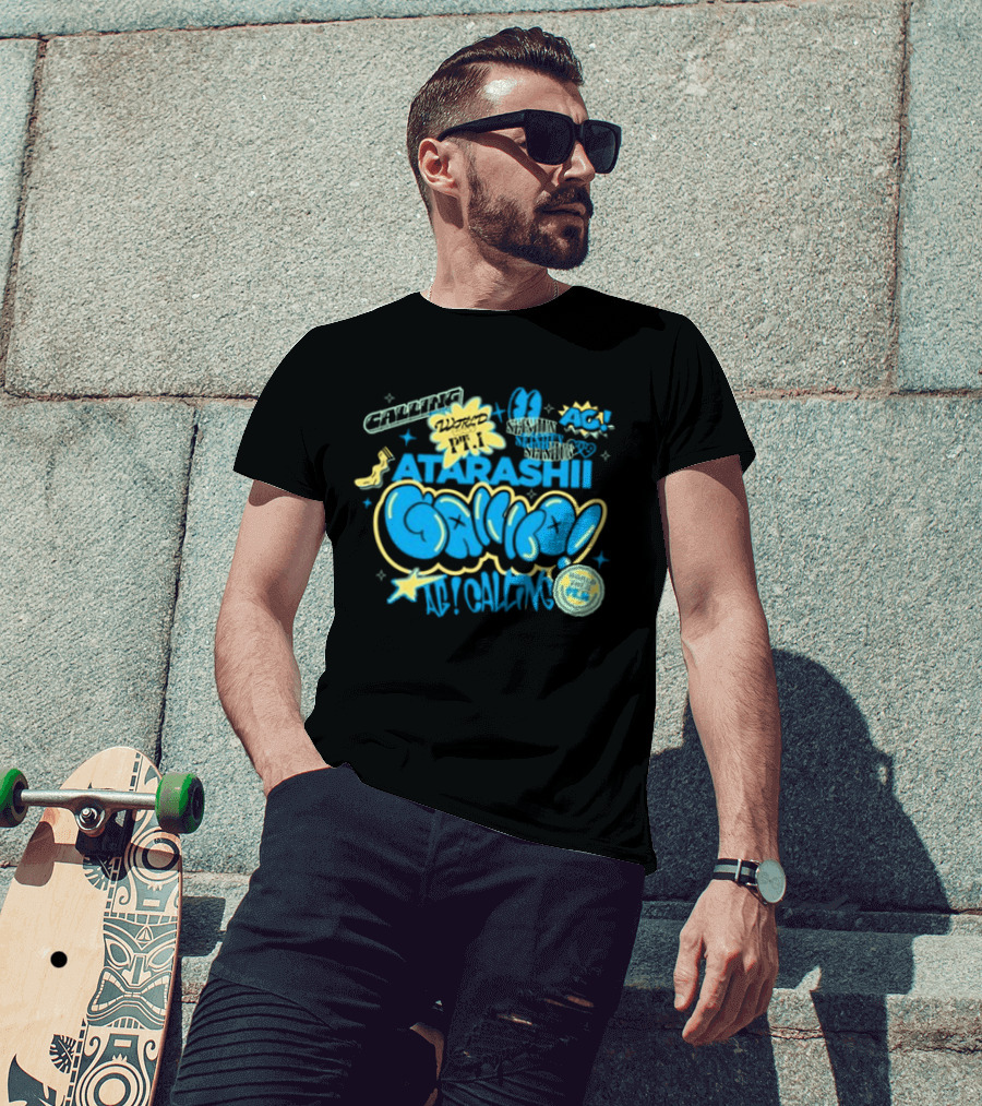 Atarashii Gakko AG At Calling Blue And Black Word Up Tour T-Shirt