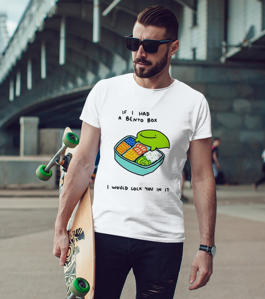 If I Had A Bento Box I Would Lock You In Cute Green Blob Character With Food T-Shirt